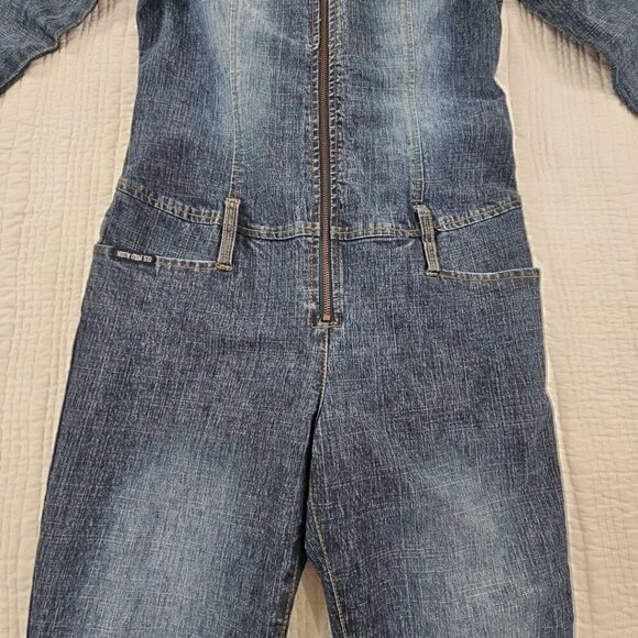 U.S. Polo Assn. Full Zip Stretch Denim Jumpsuit Women's 7/8 Long Sleeve EUC - Picture 4 of 16